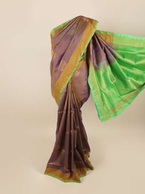 

Pothys Brown & Green Floral Pure Silk Saree