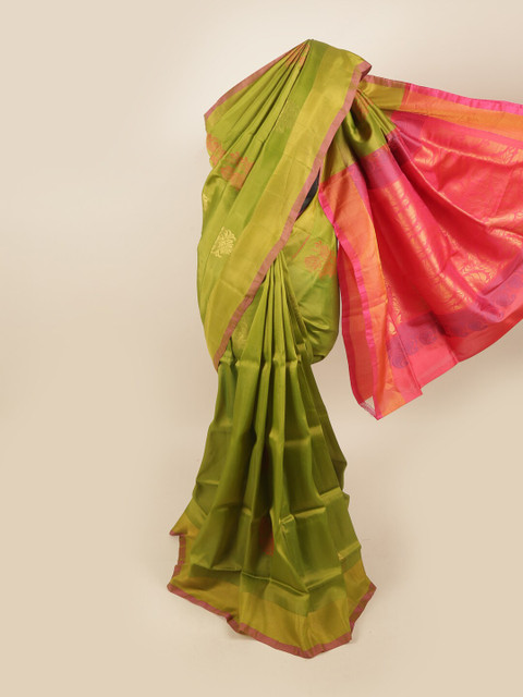 

Pothys Green & Pink Ethnic Motifs Pure Silk Saree