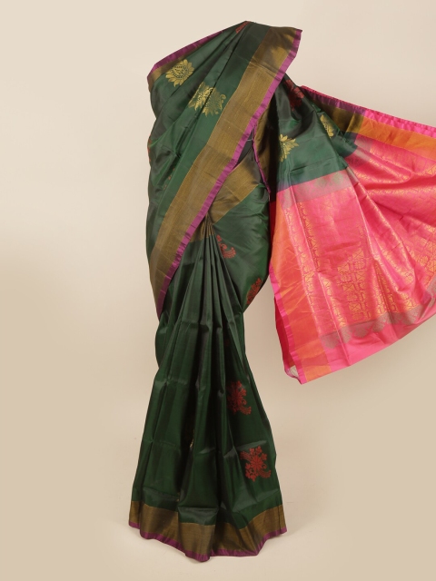 

Pothys Green & Pink Ethnic Motifs Pure Silk Saree