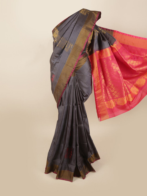 

Pothys Grey & Pink Ethnic Motifs Pure Silk Saree