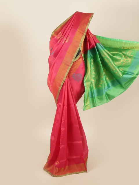 

Pothys Pink & Green Ethnic Motifs Pure Silk Saree