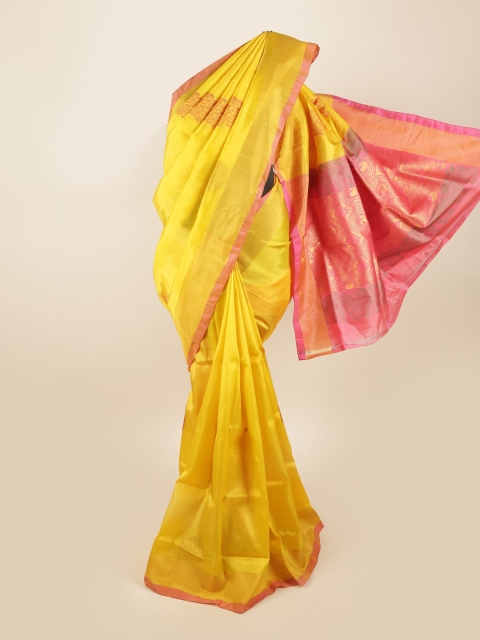 

Pothys Yellow & Pink Floral Pure Silk Saree