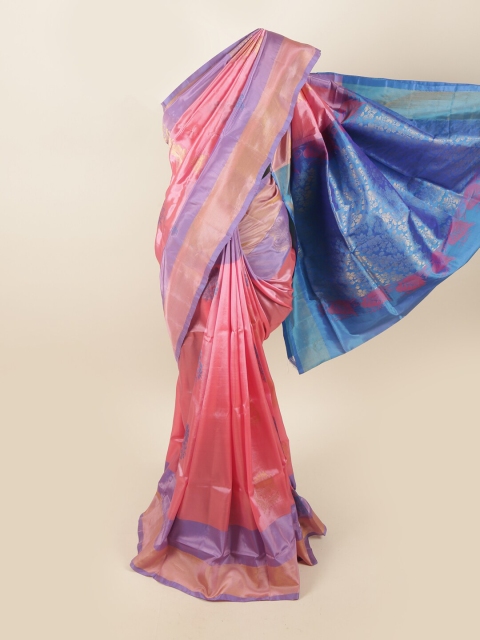 

Pothys Pink & Purple Floral Pure Silk Saree