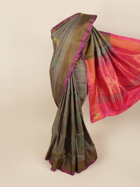 

Pothys Grey & Pink Ethnic Motifs Pure Silk Saree