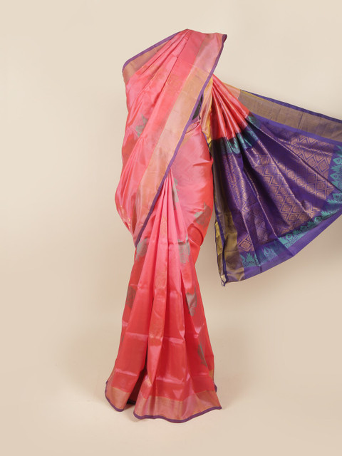 

Pothys Pink & Purple Floral Pure Silk Saree