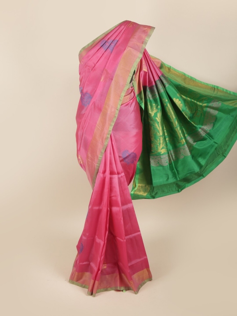 

Pothys Pink & Green Ethnic Motifs Pure Silk Saree