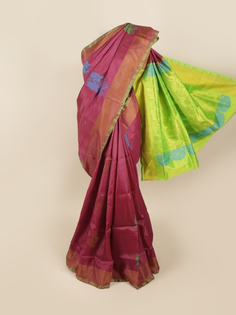 

Pothys Magenta & Green Floral Pure Silk Saree