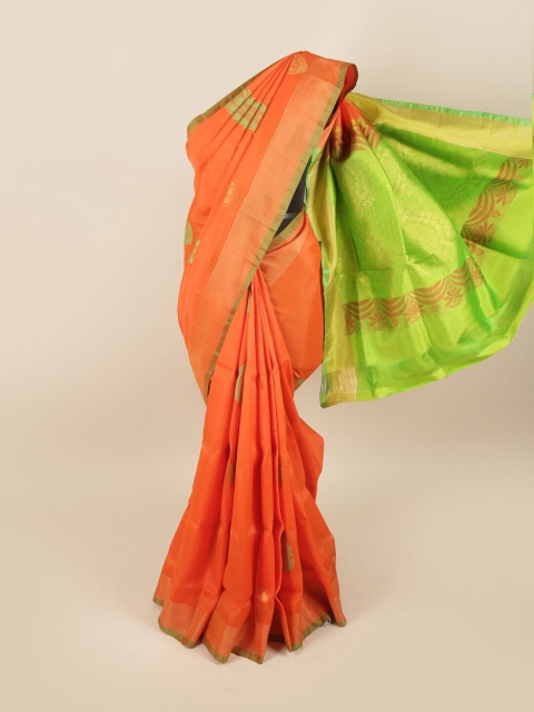 

Pothys Orange & Green Ethnic Motifs Pure Silk Saree