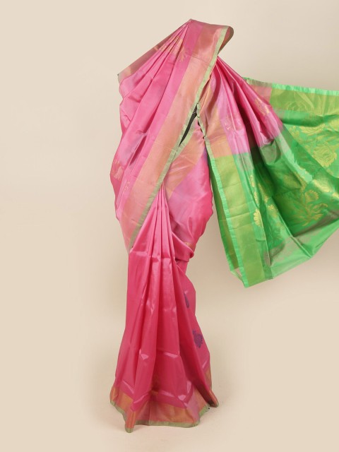 

Pothys Pink & Green Ethnic Motifs Pure Silk Saree