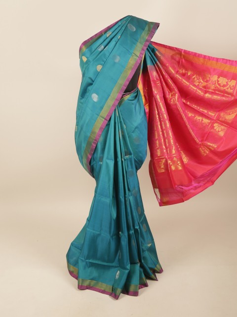 

Pothys Blue & Pink Floral Pure Silk Saree