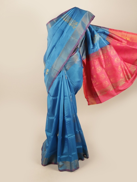 

Pothys Blue & Red Ethnic Motifs Pure Silk Saree