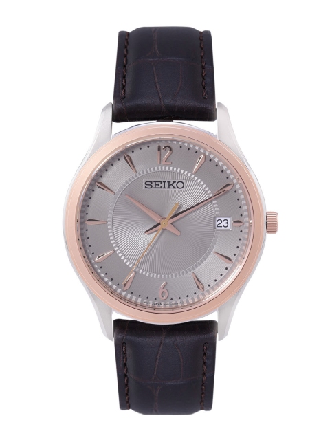 

SEIKO Men Rose Gold-Toned Dial & Black Leather Straps Analogue Watch - SUR422P1