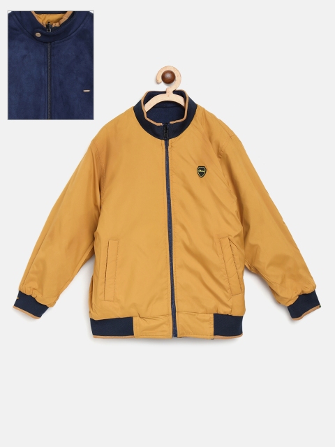 

Okane Boys Mustard Yellow & Navy Blue Suede Reversible Bomber Jacket