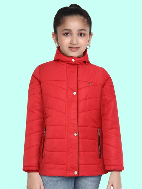 

Okane Girls Red Solid Padded Jacket with with Detachable Hood