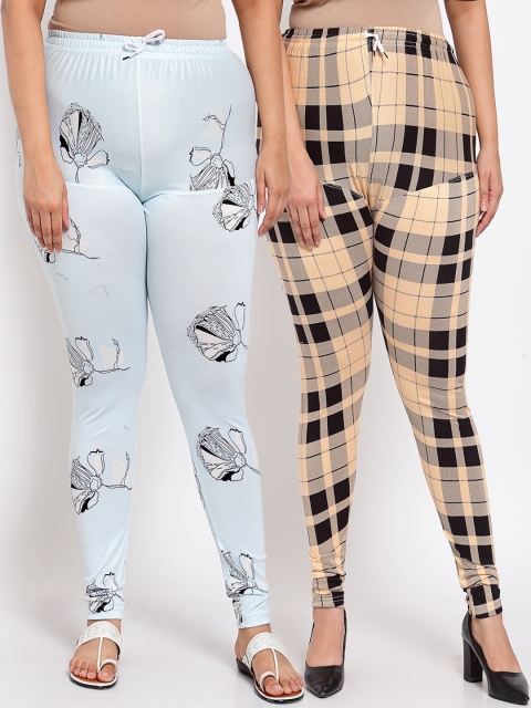 

Klotthe Women Set of 2 Printed Plus Size Leggings, Blue