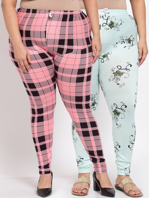 

Klotthe Women Plus Size Set of 2 Printed Leggings, Multi