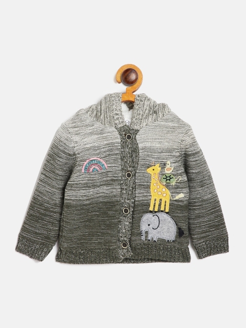 

JWAAQ Boys Olive Green & Grey Embroidered Pure Cotton Pullover