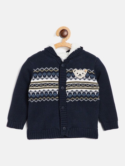 

JWAAQ Boys Navy Blue & White Printed Sweater