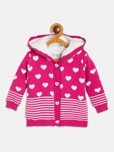 

JWAAQ Girls Pink & White Printed Cardigan