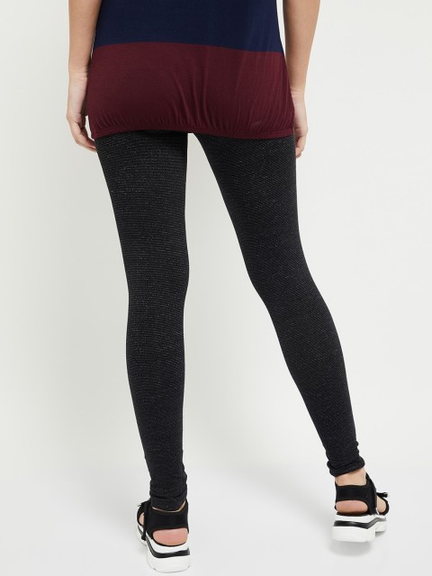 

max Women Black Solid Churidar Length Leggings
