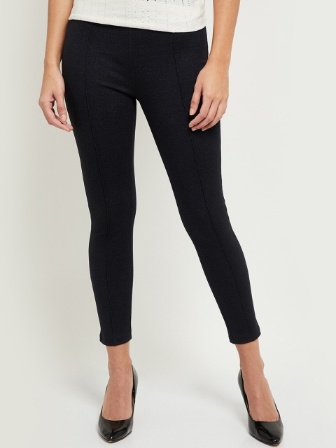 

max Navy Blue Solid Leggings