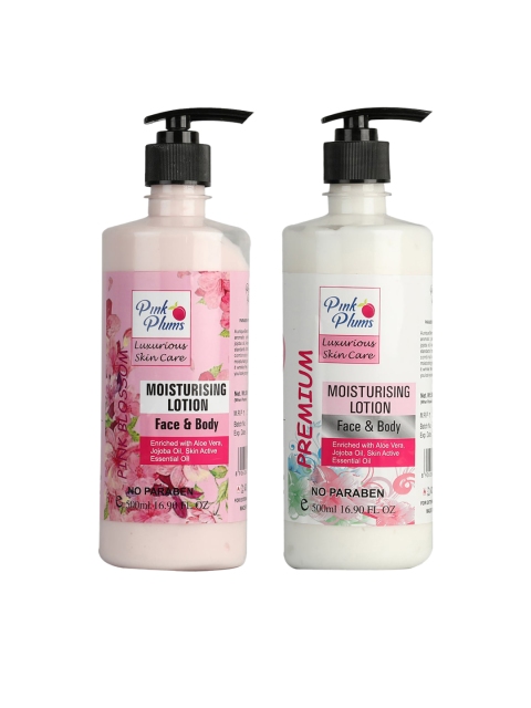 

Pink Plums Premium & Pink Blossom Face & Body Moisturising Lotion - 500ml Each, Multi