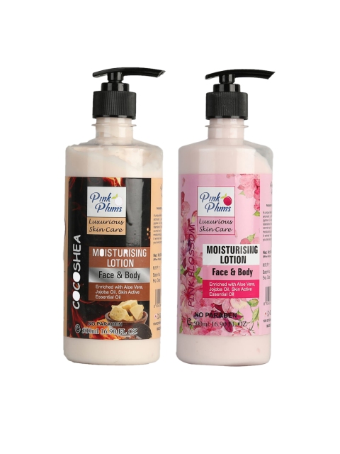 

Pink Plums Pack of 2 Cocoshea PINK BLOSSOM Face & Body Moisturizing Body Lotion-500ml Each, Cream