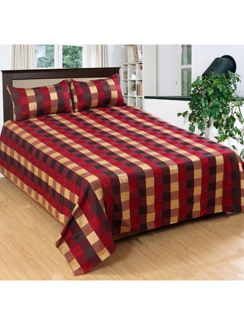 

Varde Red & Black Woven-Design Jacquard Double Bed Cover With Pillow Covers