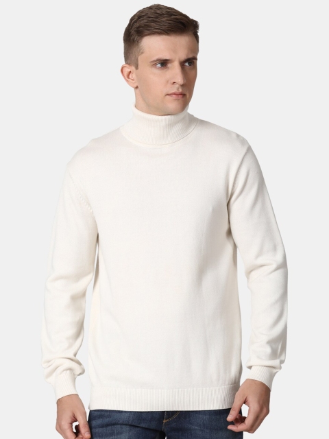 

t-base Men Off White Solid Cotton Pullover