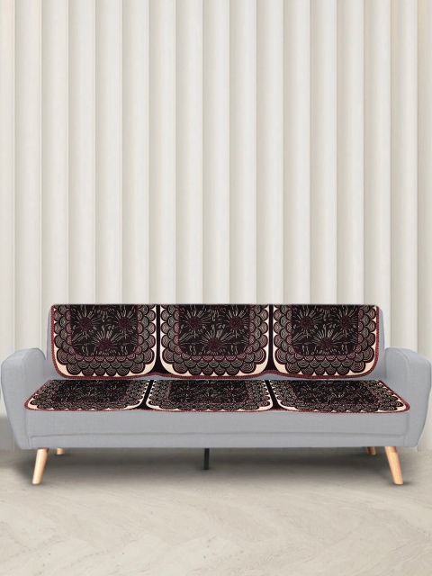 

XOXO Design 6 Pieces Purple & Maroon Printed 5-Seater Sofa Covers