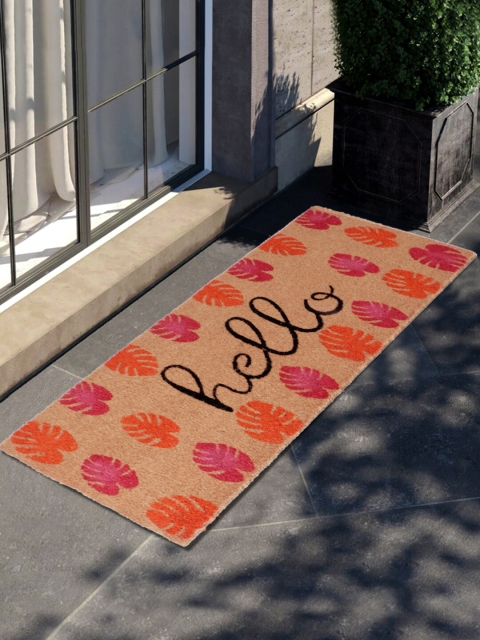 

HOKIPO Brown & Pink Printed Anti-Skid Coir Doormat
