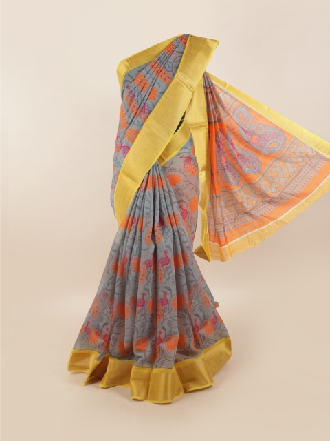 

Pothys Women Grey Printed Cotton Blend Saree