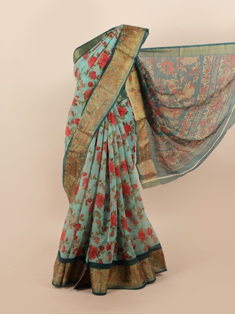 

Pothys Women Green Printed Cotton Blend Saree