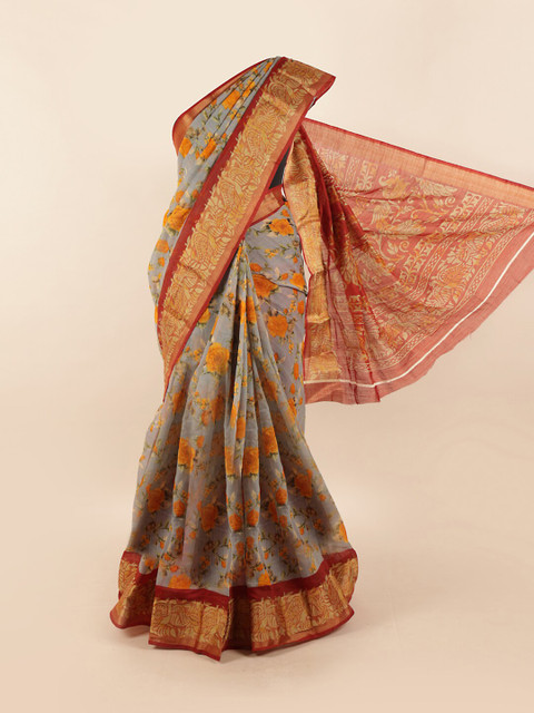 

Pothys Women Grey Printed Cotton Blend Saree