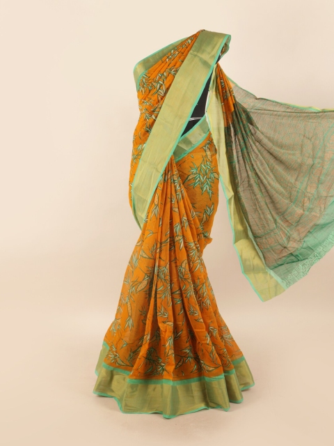 

Pothys Women Mustard Printed Cotton Blend Saree