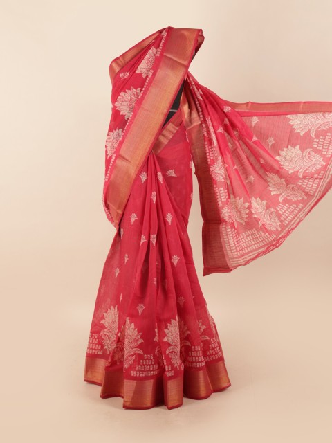 

Pothys Women Pink Printed Cotton Blend Saree
