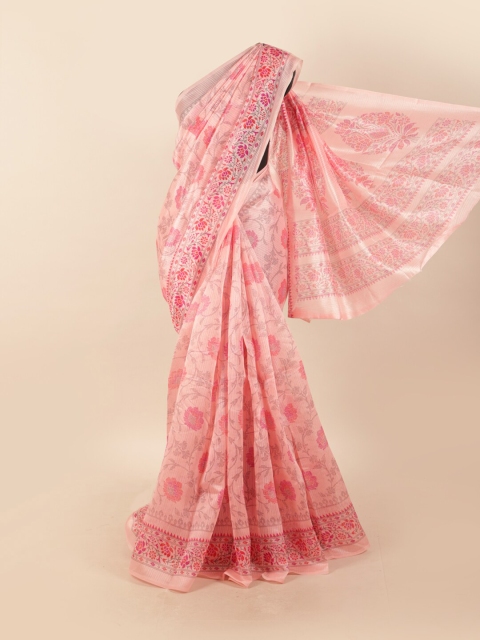 

Pothys Pink & Grey Floral Printed Cotton Blend Saree