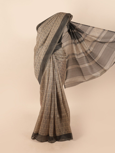 

Pothys Grey & Black Ethnic Motifs Printed Cotton Blend Saree