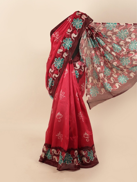 

Pothys Pink & Blue Floral Motifs Printed Saree