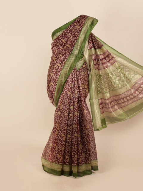 

Pothys Maroon & Green Floral Motifs Printed Saree