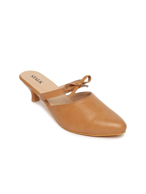 

STALK Women Brown Mules with Buckles Flats