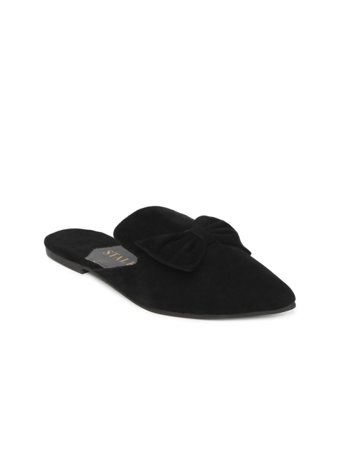 

STALK Women Black Mule with Bows Flats