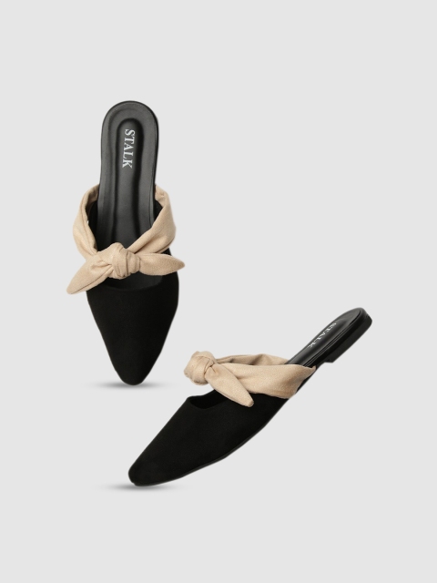 

STALK Women Black & Beige Ballerinas with Bows Flats
