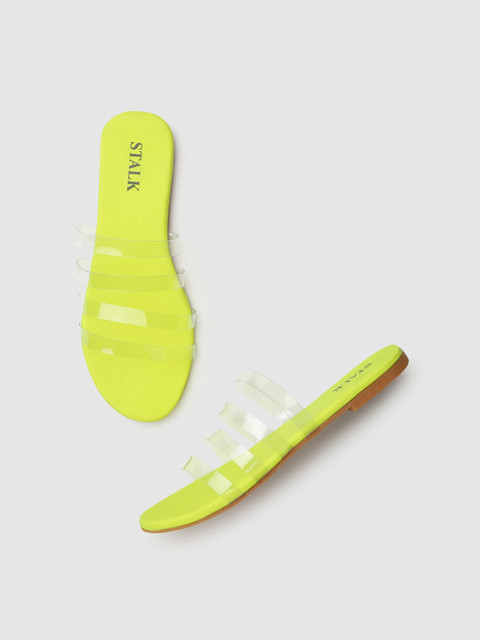 

STALK Women Fluorescent Green Open Toe Flats
