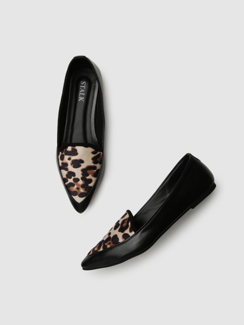 

STALK Women Black & Brown Printed Ballerinas