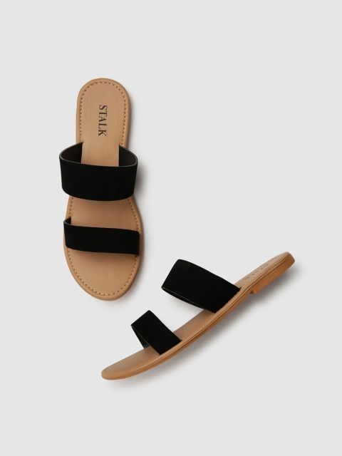 

STALK Women Black Open Toe Flats