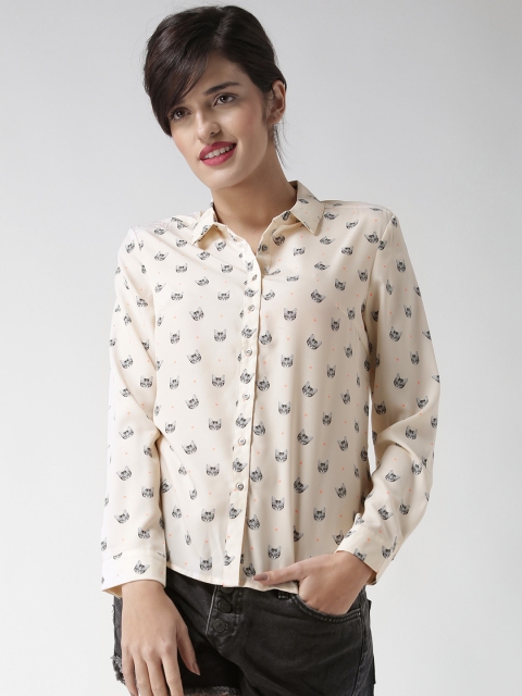 

Metersbonwe Women Beige Printed Casual Shirt