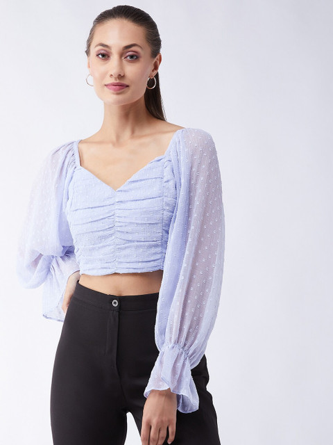 

MAGRE Blue Chiffon Regular Crop Top