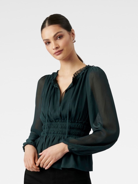 

Forever New Green Cinched Waist Top
