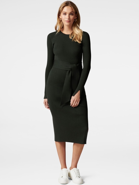 

Forever New Women Olive Green Bodycon Midi Dress